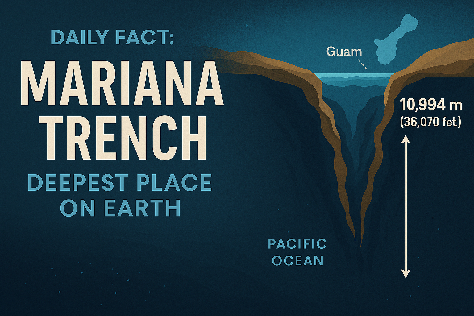 Mariana Trench infographic showing depth and location